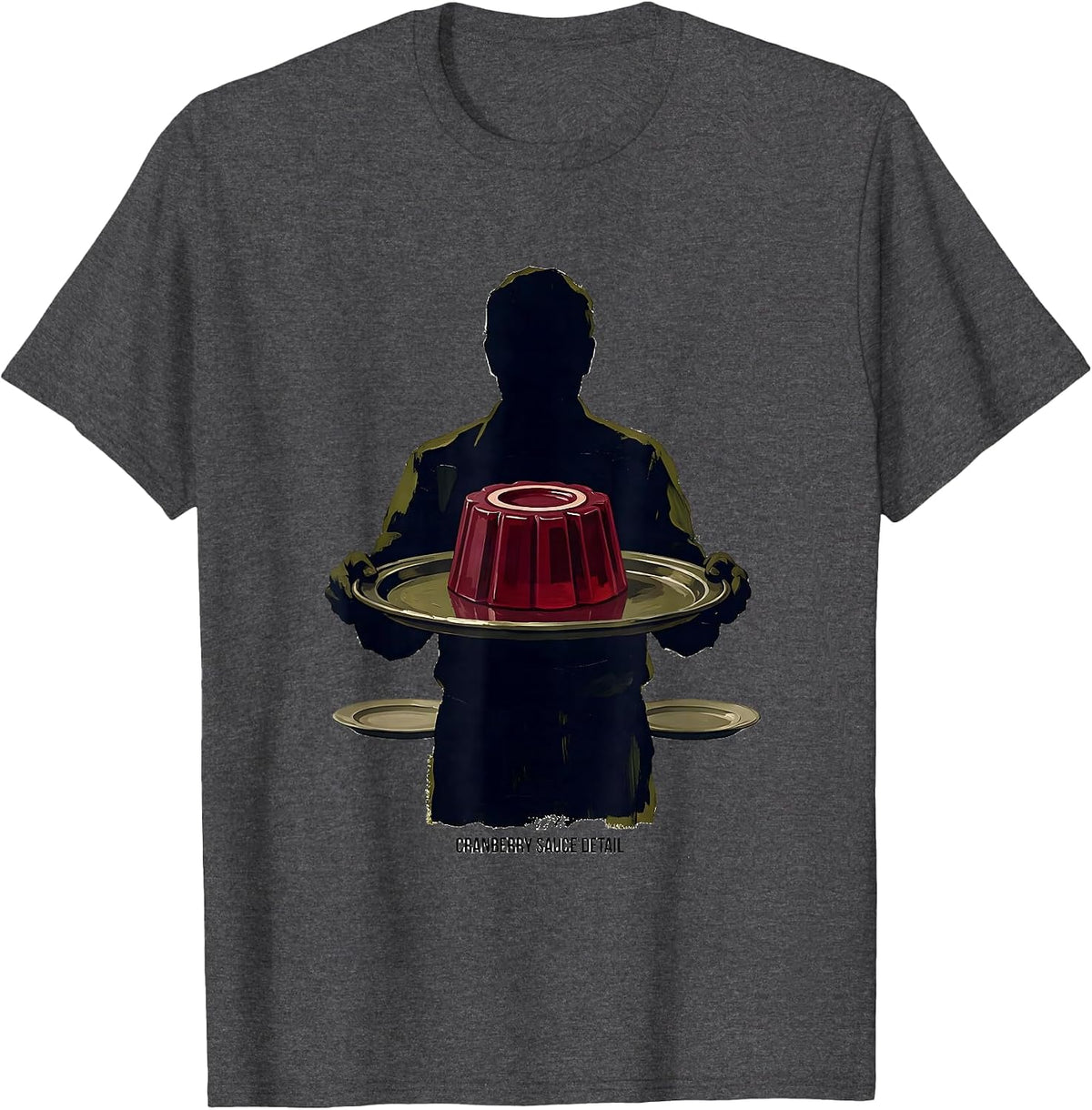 Men's Cranberry Sauce Detail Funny Thanksgiving Food Humor T-Shirt - Dark Heather Grey