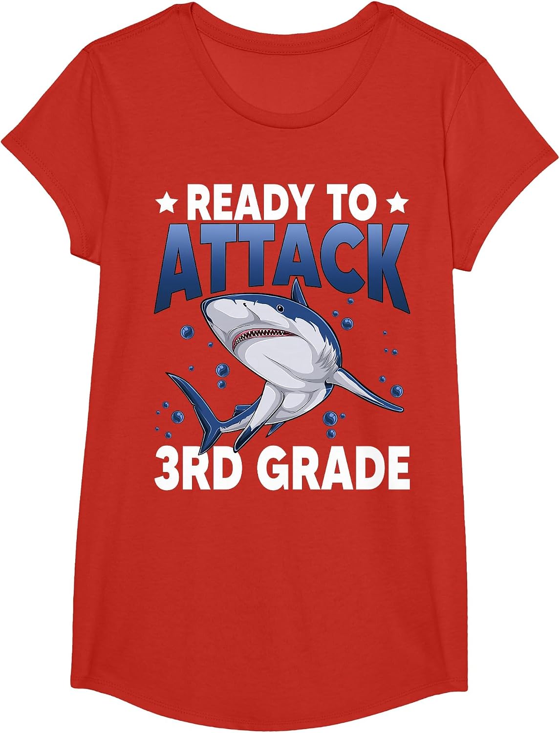 Ready to Attack 3rd Grade Shark Third Grade Teacher T-Shirt Tee for Students - Girls Red