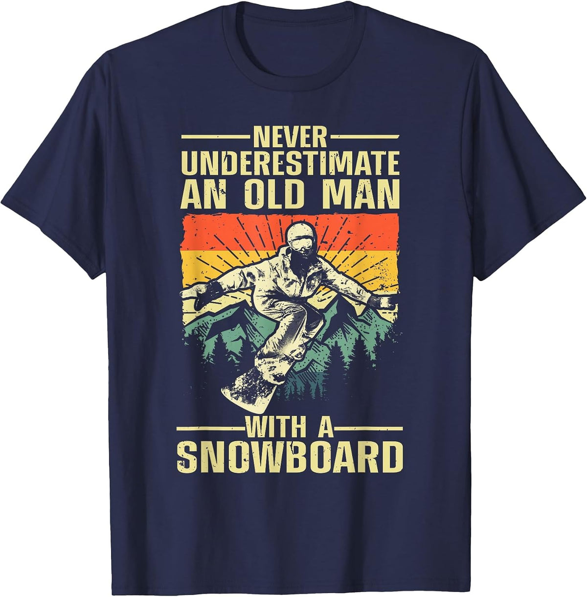 Cool Snowboard Art Men Women Skier Snowboarding Snowboarder T-Shirt - Navy Blue