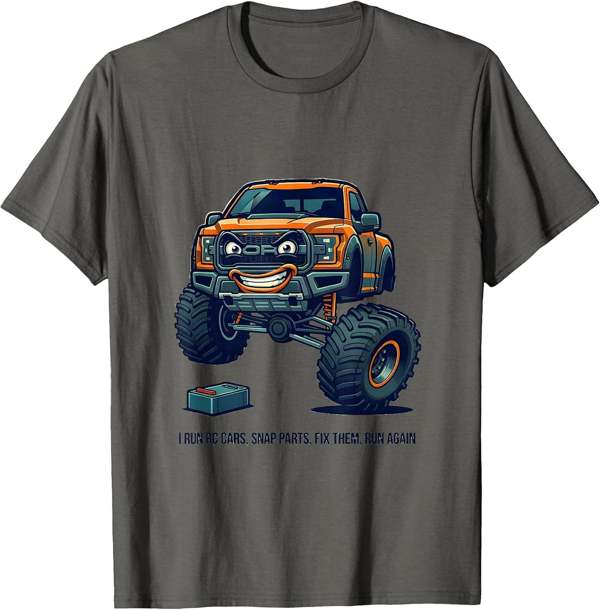 Men's I Run RC Cars Snap Parts Fix Them Run Again RC Racer T-Shirt - Asphalt Grey