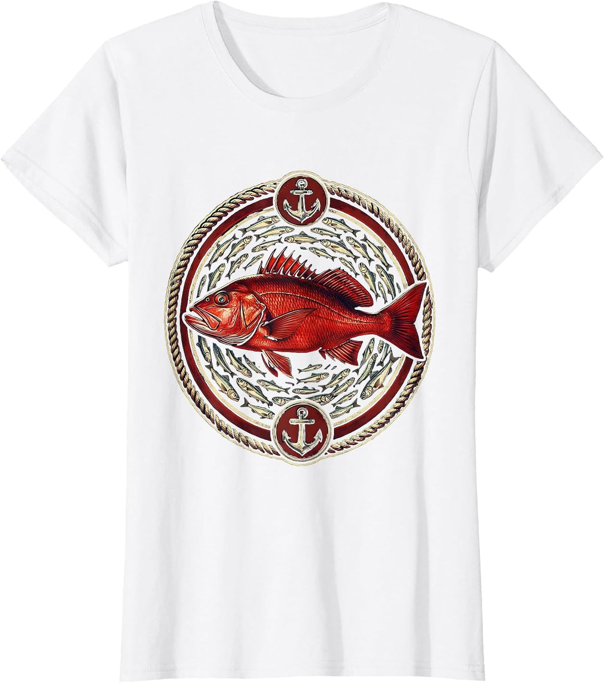 Red Snapper Baitfish Gulf of Mexico Fishing Art T-Shirt - White