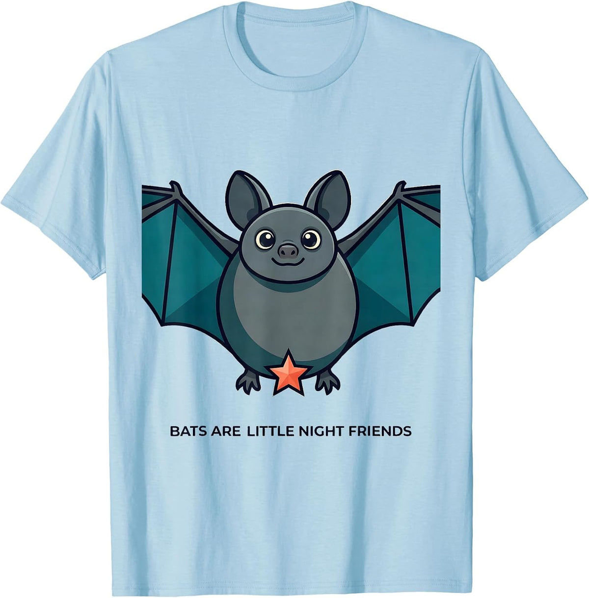 Men's Bats Are Little Night Friends Funny Bat Lover Wildlife Humor T-Shirt - Baby Blue
