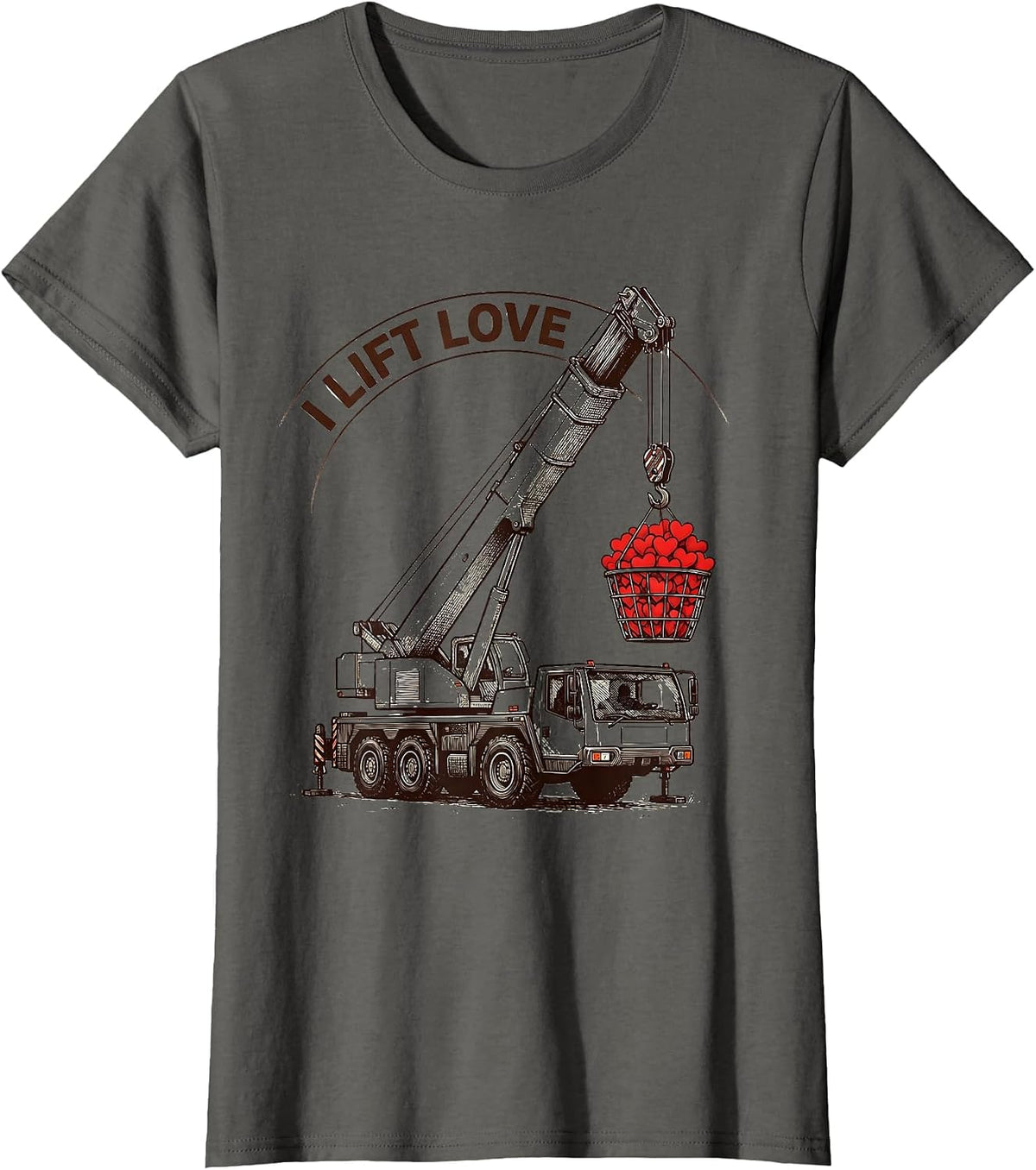 Women's I Lift Love Funny Toddler Boy Valentine Day Vehicle Humor T-Shirt - Asphalt Grey