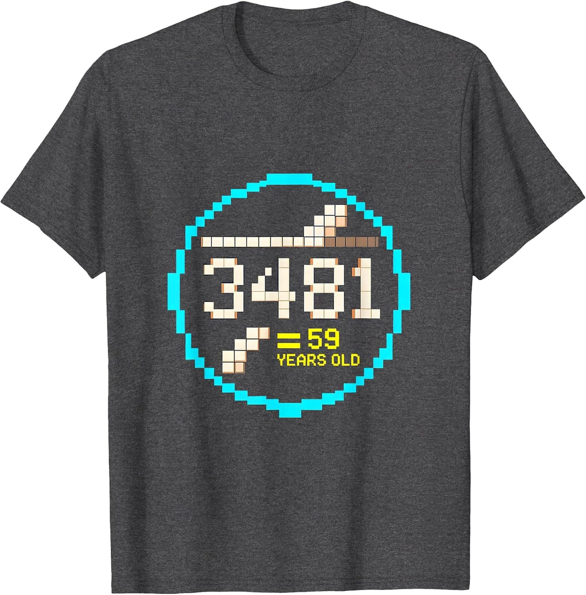 √3481 = 59 Years Old Pixel Art Math Birthday Humor T-Shirt - Dark Heather Grey