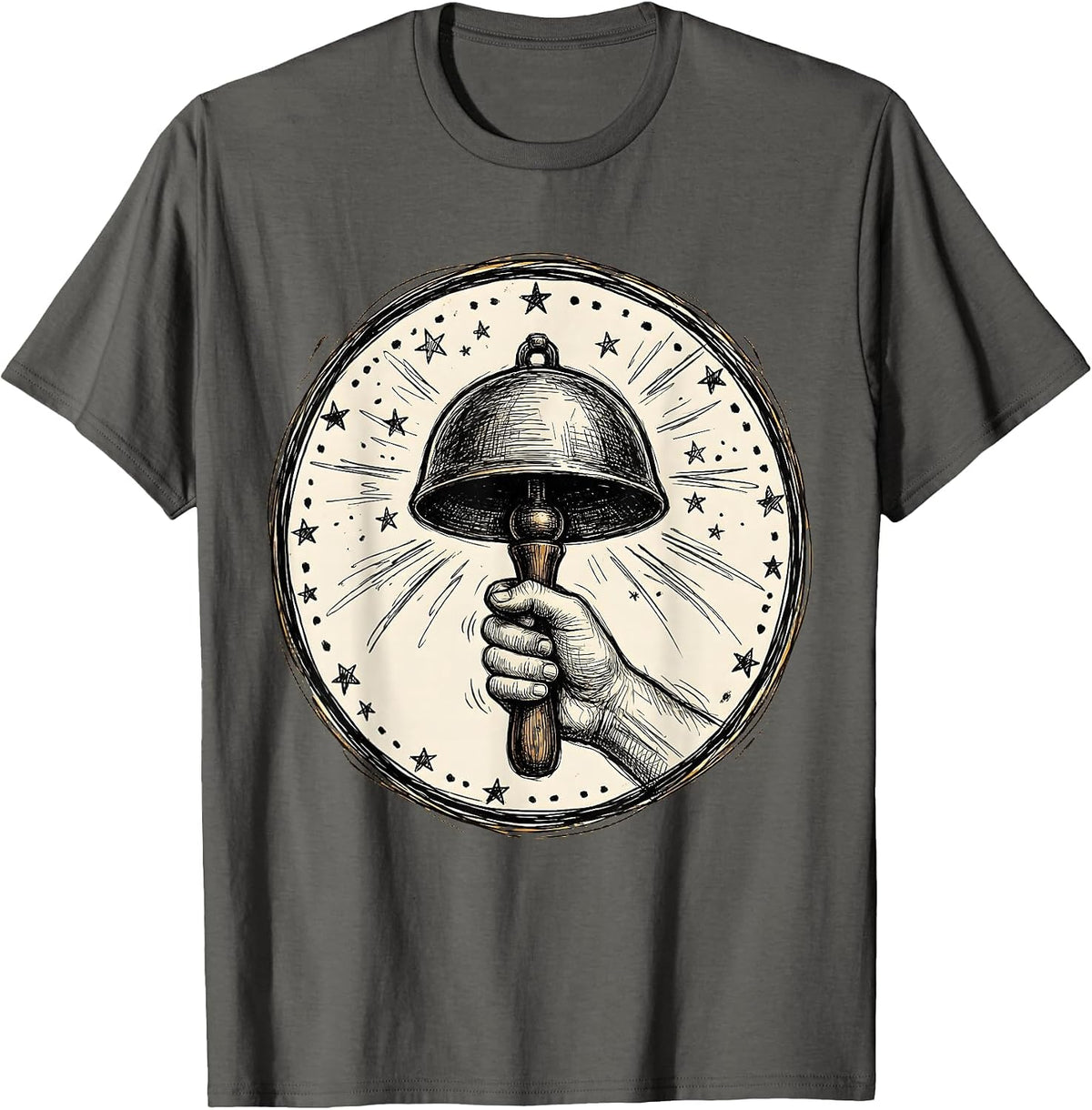 3rd Grade Teacher Vintage School Bell Illustration T-Shirt - Asphalt Grey