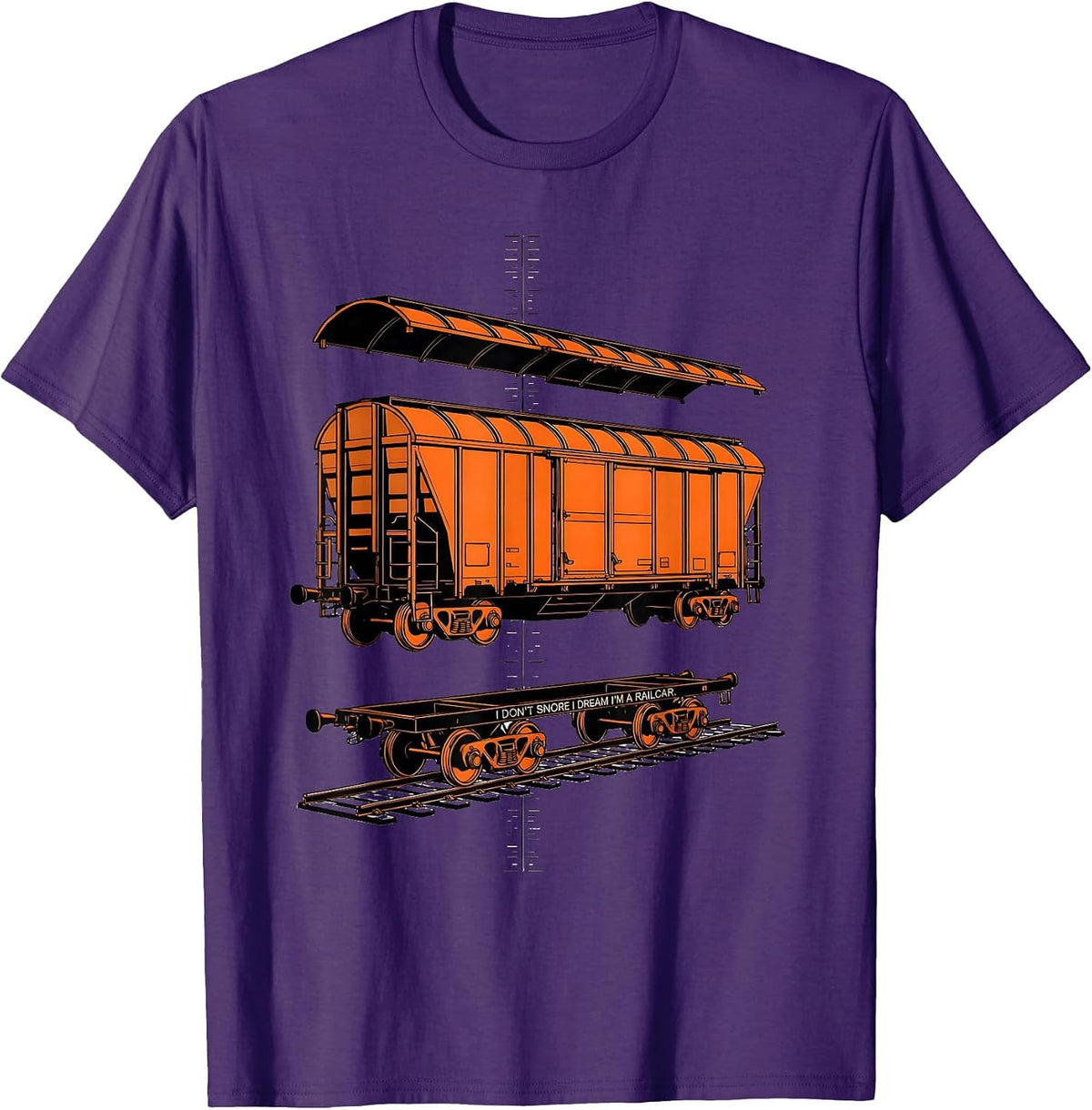 I Don't Snore I Dream I'm a Railcar Funny Train Enthusiast T-Shirt - Purple