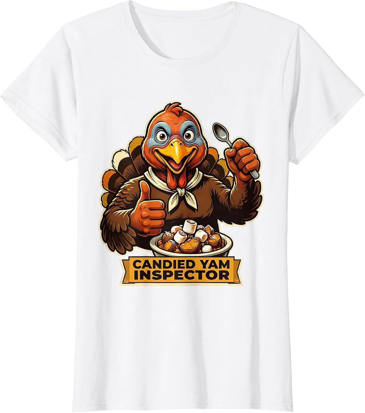 Candied Yam Inspector Retro Thanksgiving Turkey Humor Family T-Shirt - White