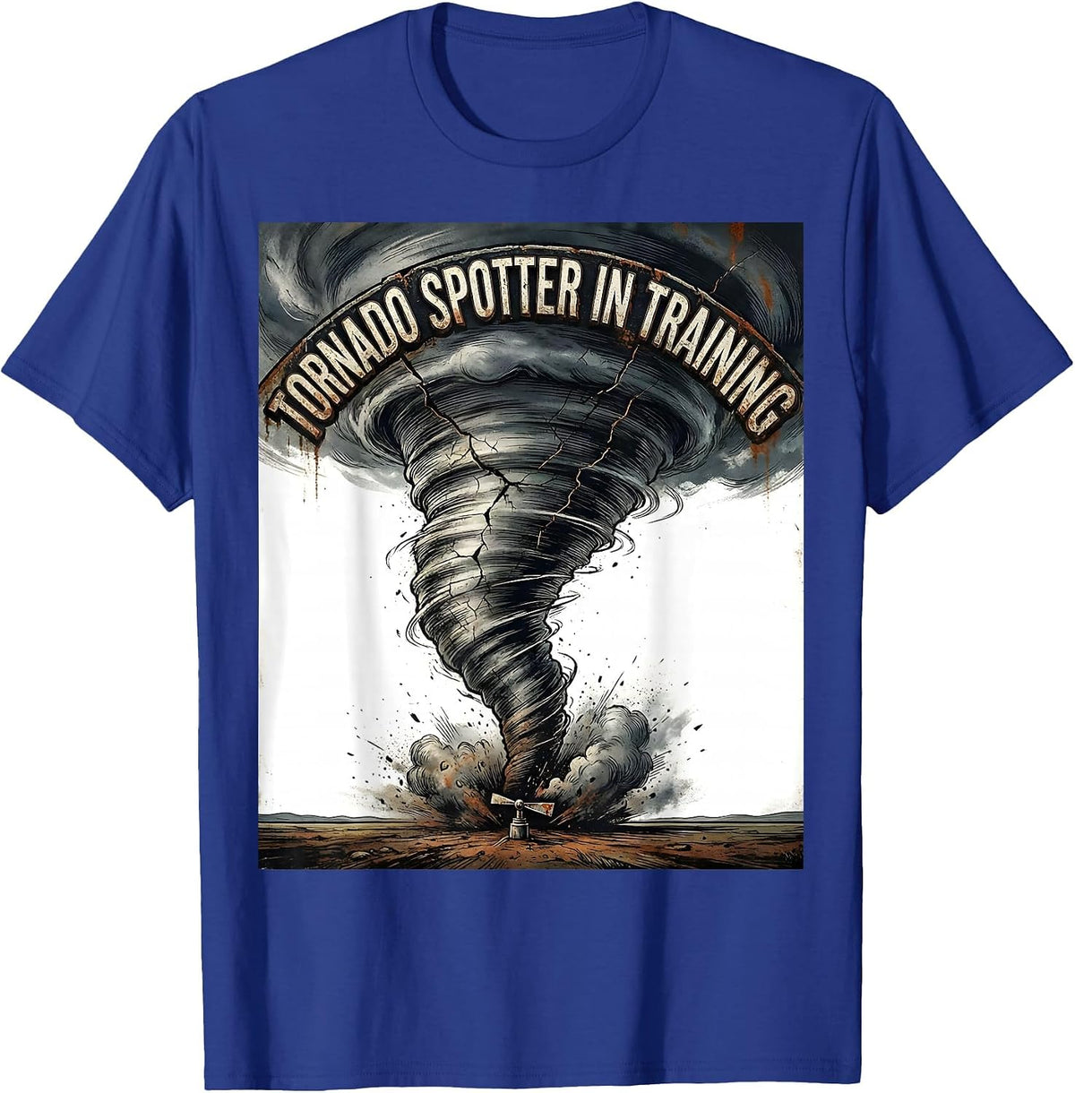 Men's Tornado Spotter In Training Distressed Storm Chaser T-Shirt - Royal Blue