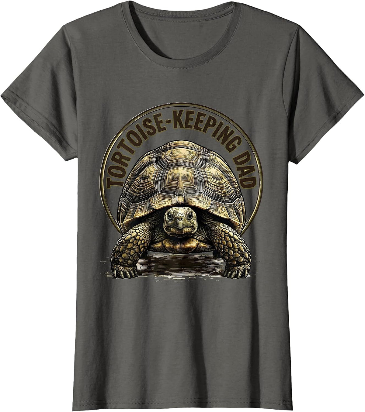 Women's Tortoise-Keeping Dad Funny Dad Pet Lover Gift T-Shirt - Asphalt Grey