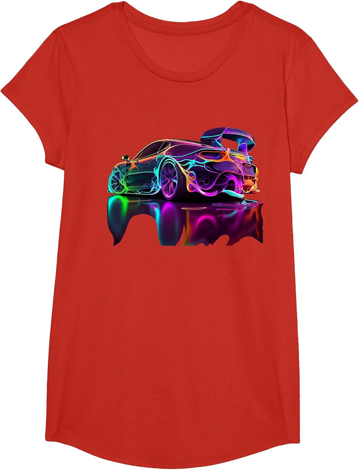 Neon Sports Car T-Shirt - Girls Red