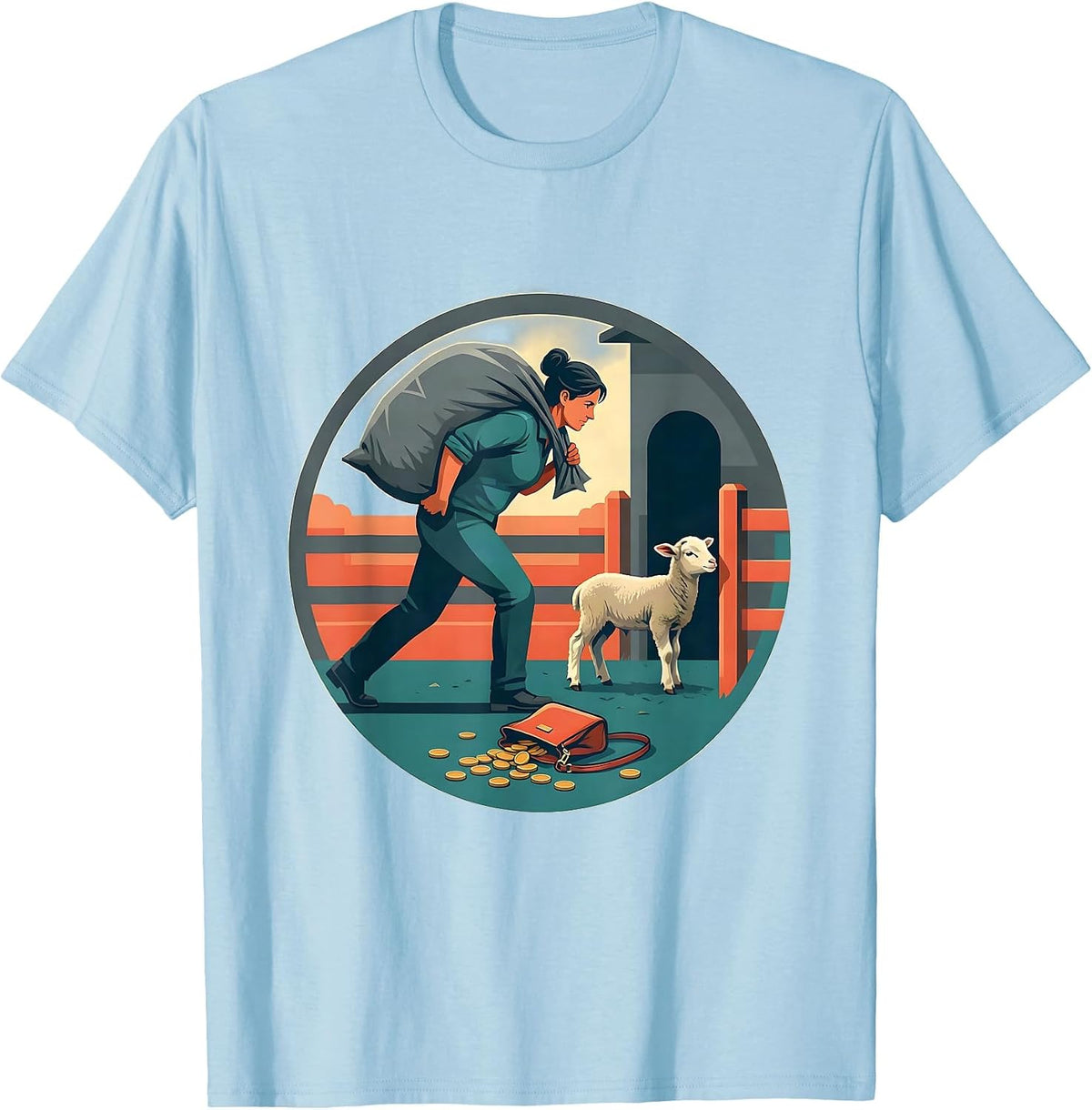 Men's Livestock Show Mom Badge Flat Vector Farm Humor T-Shirt - Baby Blue
