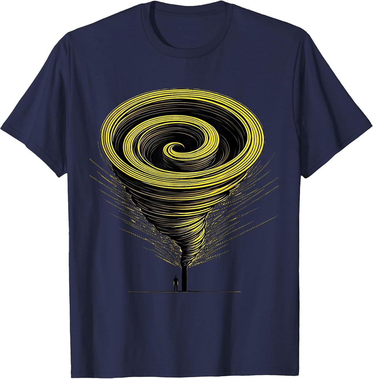 Asymmetrical Tornado Vortex Minimalist Storm Chaser T-Shirt - Navy Blue