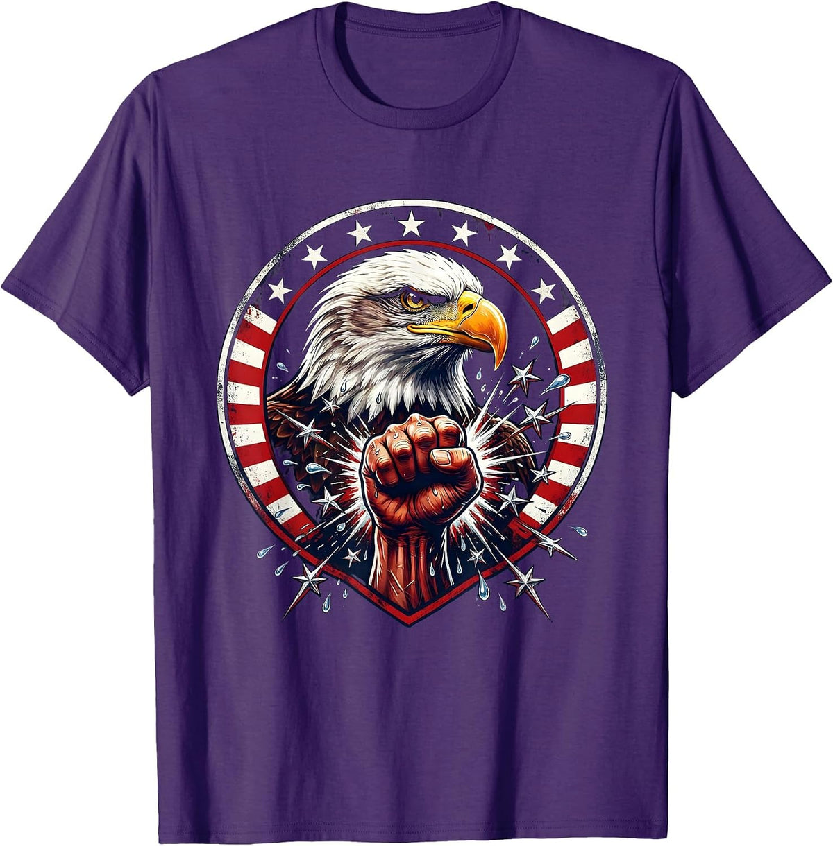 American Boxer Mid-Punch Fighter Graphic T-Shirt - Purple