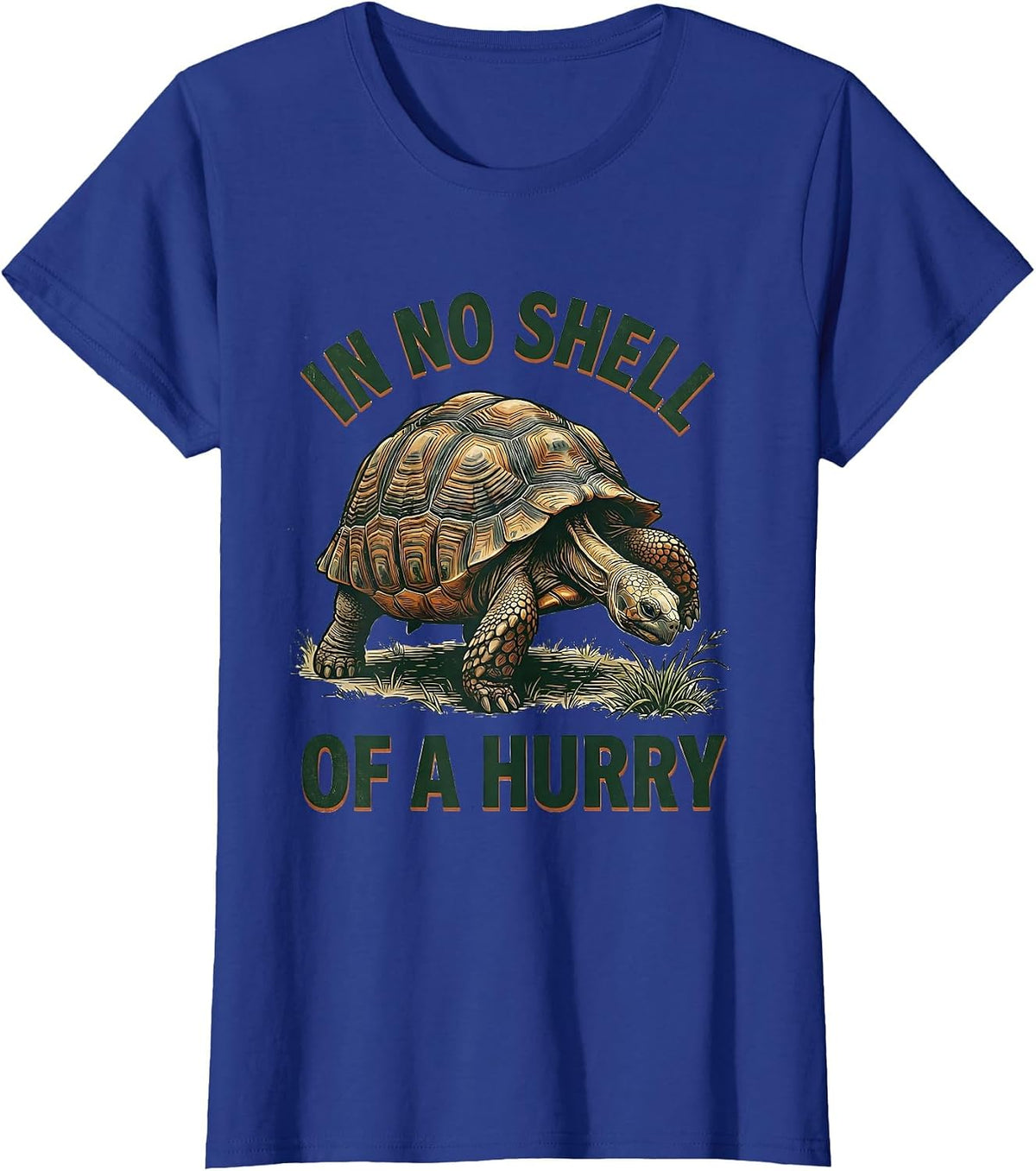 Women's In No Shell Of A Hurry Vintage Funny Tortoise Lover Gift T-Shirt - Royal Blue