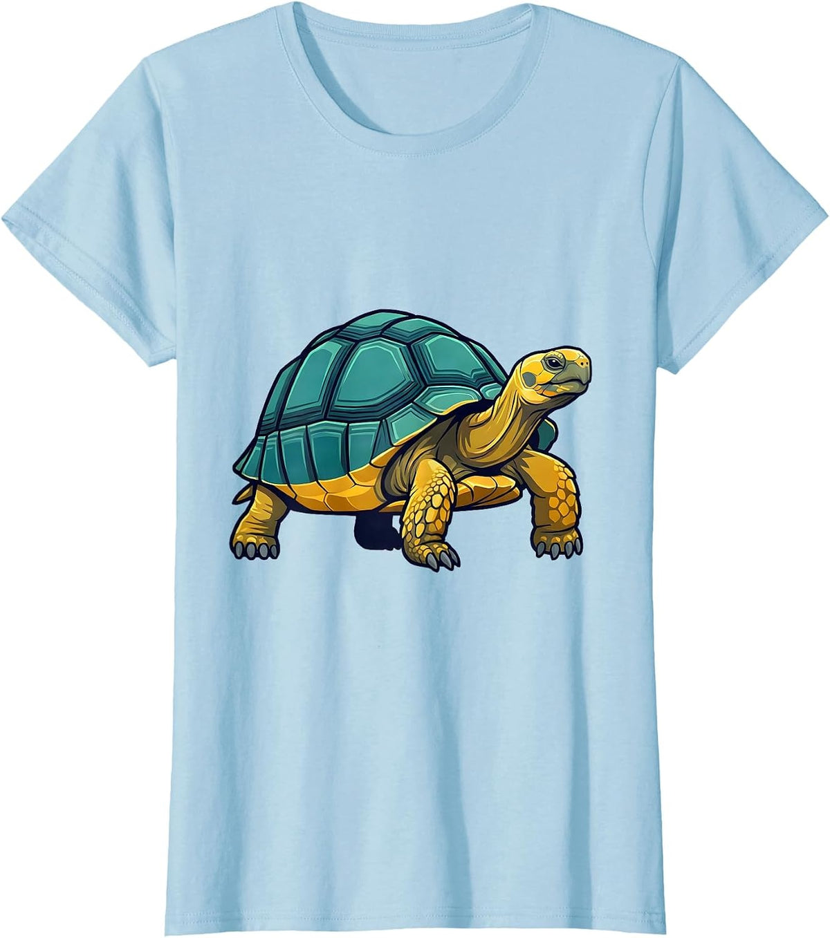 Women's Tortoise Frozen Step Flat Vector Reptile Lover Gift T-Shirt - Baby Blue