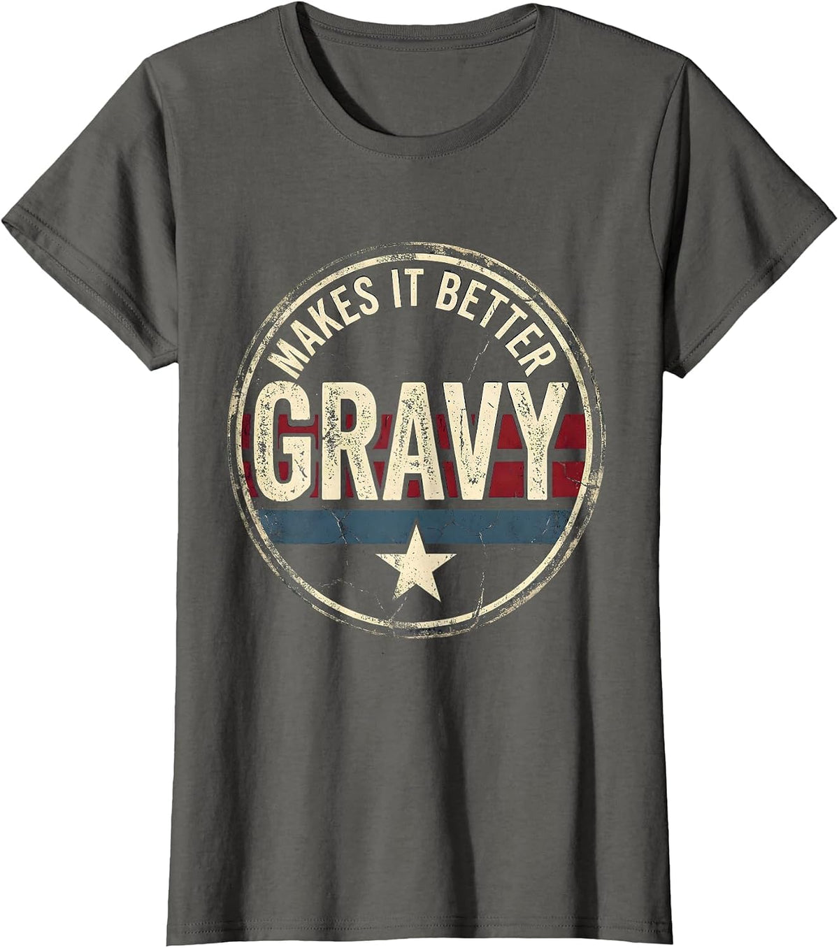 Women's Gravy Makes It Better Turkey Dinner Design T-Shirt - Asphalt Grey