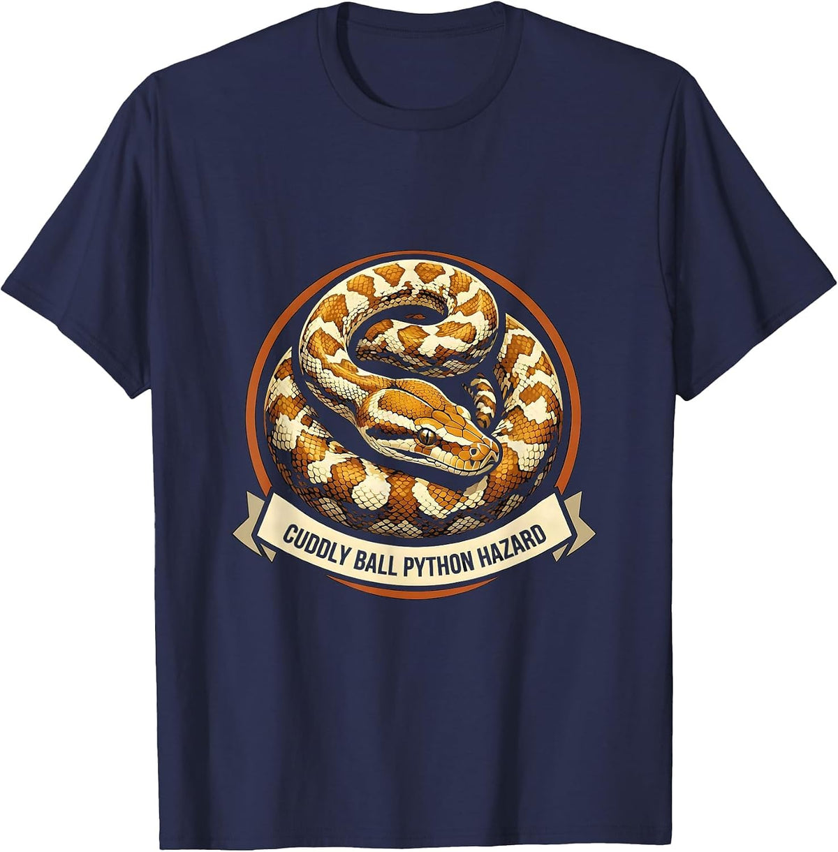 Cuddly Ball Python Hazard Funny Snake Lover Reptile Humor T-Shirt - Navy Blue