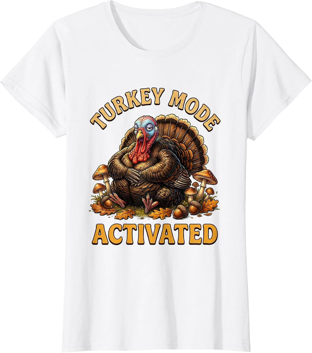 Boys Turkey Mode Activated Thanksgiving Design T-Shirt - White