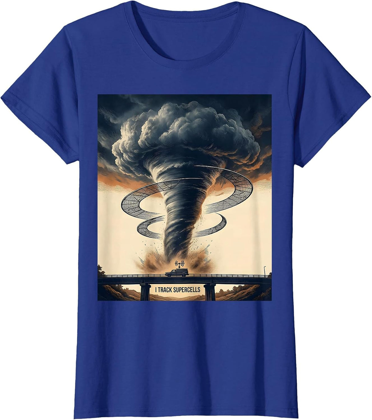 Women's I Track Supercells Vintage Storm Chaser Meteorology T-Shirt - Royal Blue