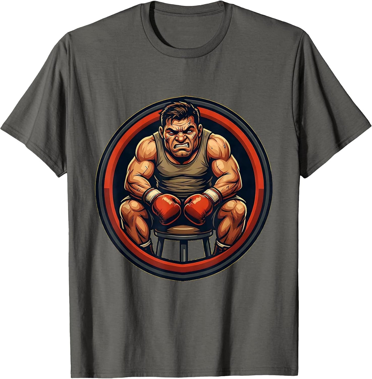 Men's Boxer Corner Stool Between Rounds Graphic T-Shirt - Asphalt Grey
