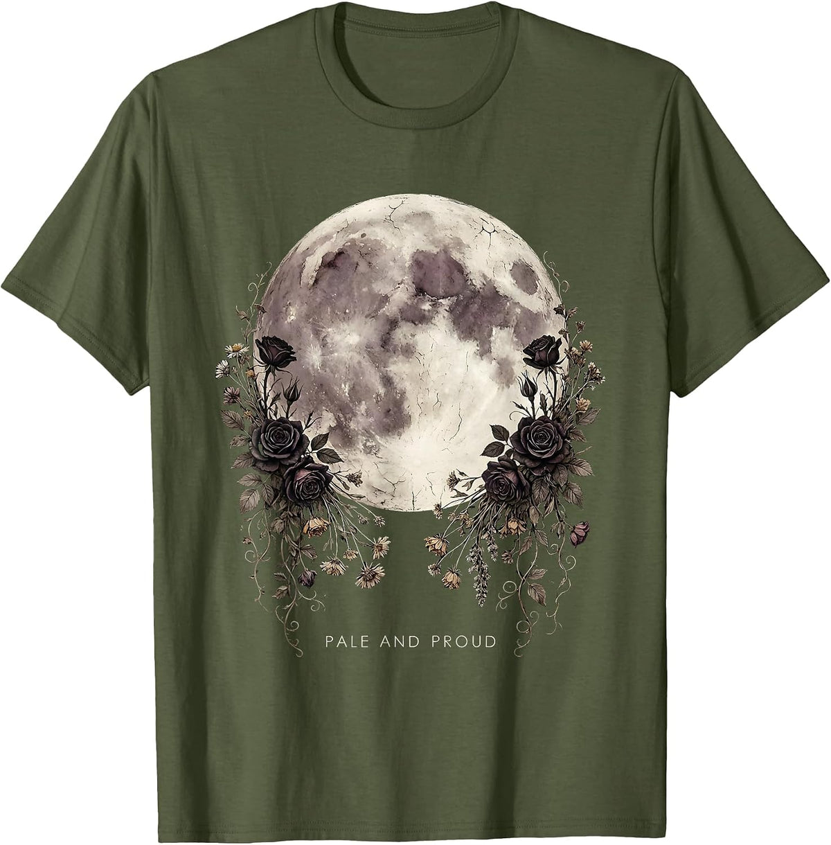 Men's Pale and Proud Goth Dark Aesthetic Design T-Shirt - Olive Green