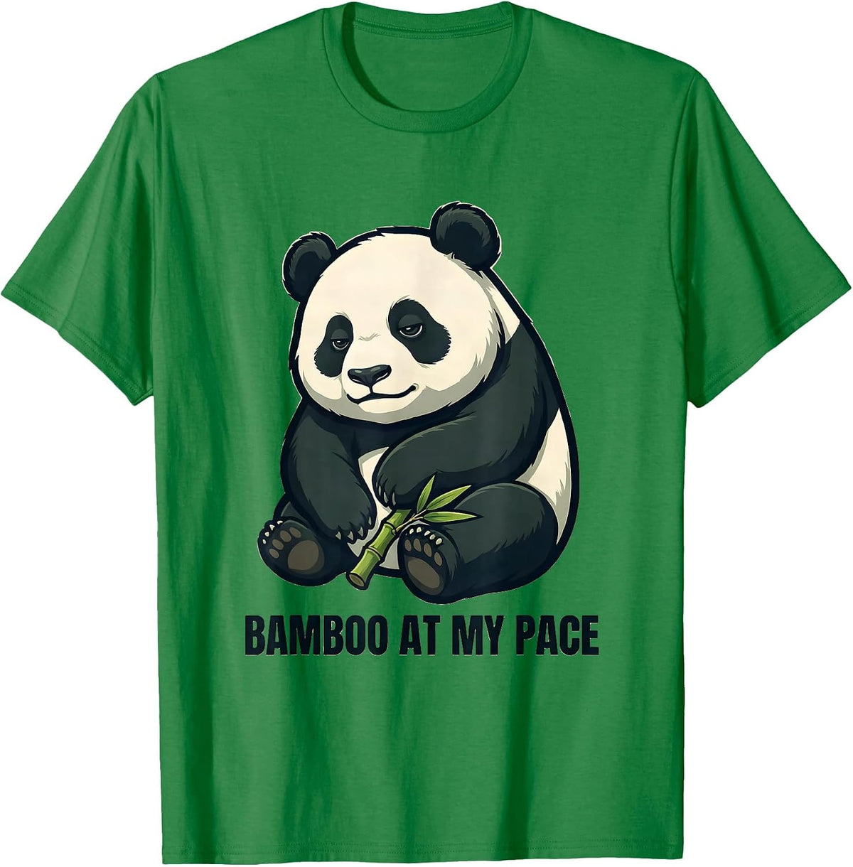 Men's Bamboo At My Pace Cute Chibi Panda Humor Animal Lover Gift T-Shirt - Kelly Green