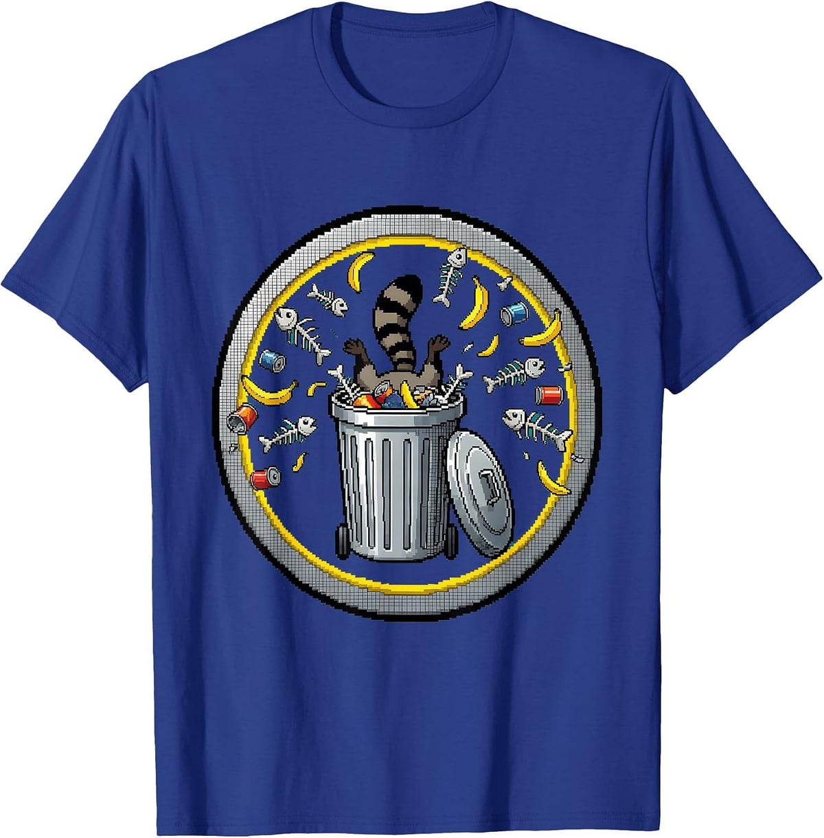 Men's Raccoon Dumpster Dive Funny Trash Panda Graphic T-Shirt - Royal Blue