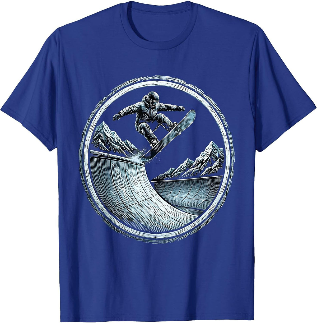 Men's Snowboarder Halfpipe Launch Winter Sports Graphic T-Shirt - Royal Blue
