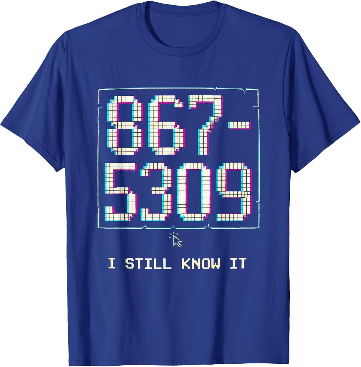Men's 867-5309 I Still Know It Pixel Art 80s Nostalgia T-Shirt - Royal Blue