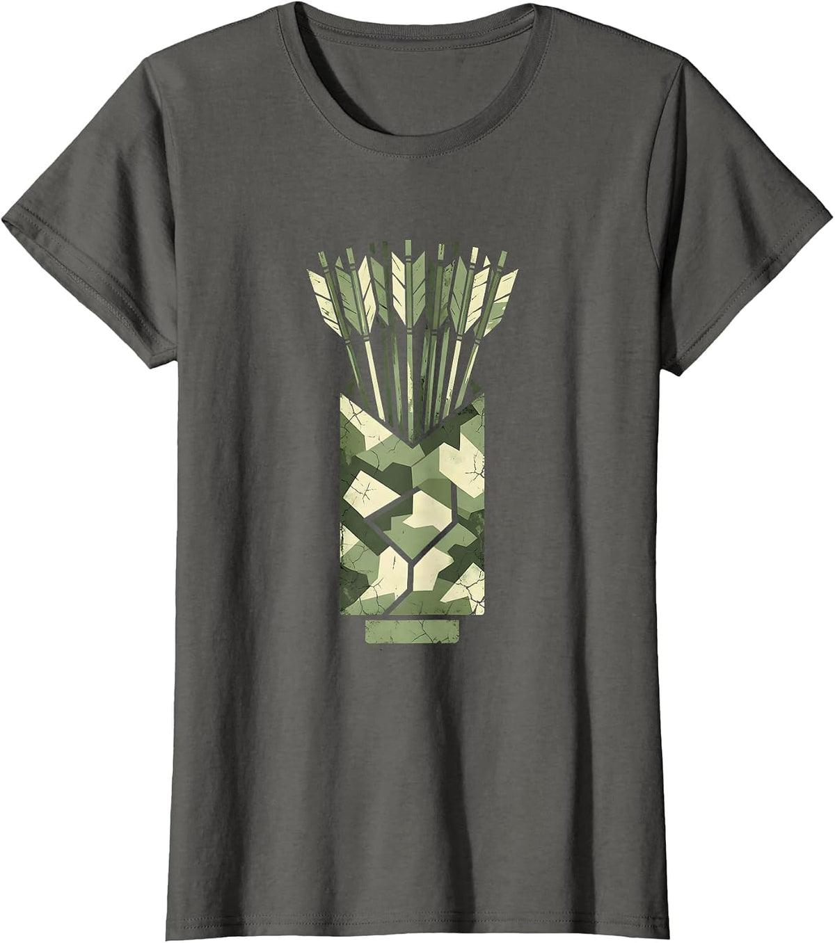 Women's Camo Arrows Quiver Bundle Illustration T-Shirt - Asphalt Grey
