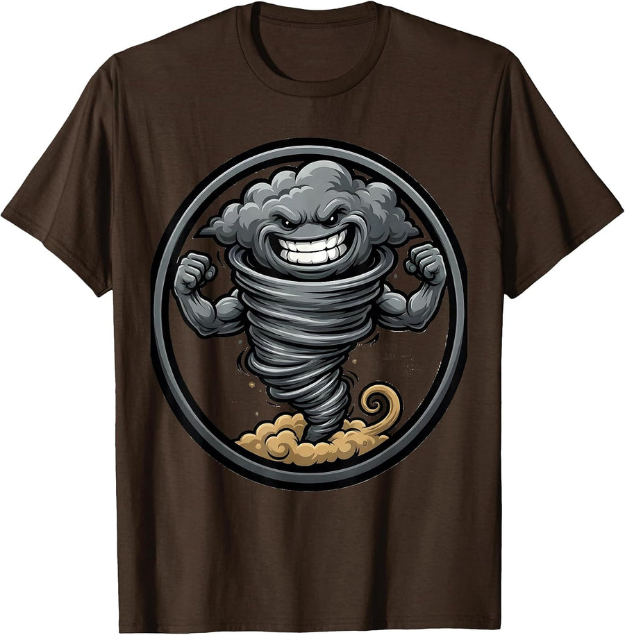 Men's Tornado Mascot Weather Enthusiast Storm Chaser T-Shirt - Brown