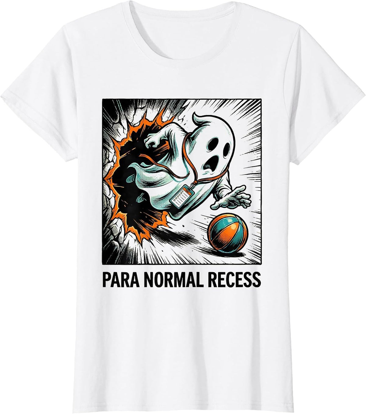 Para Normal Recess Comic Book Ghost Paraprofessional T-Shirt - White
