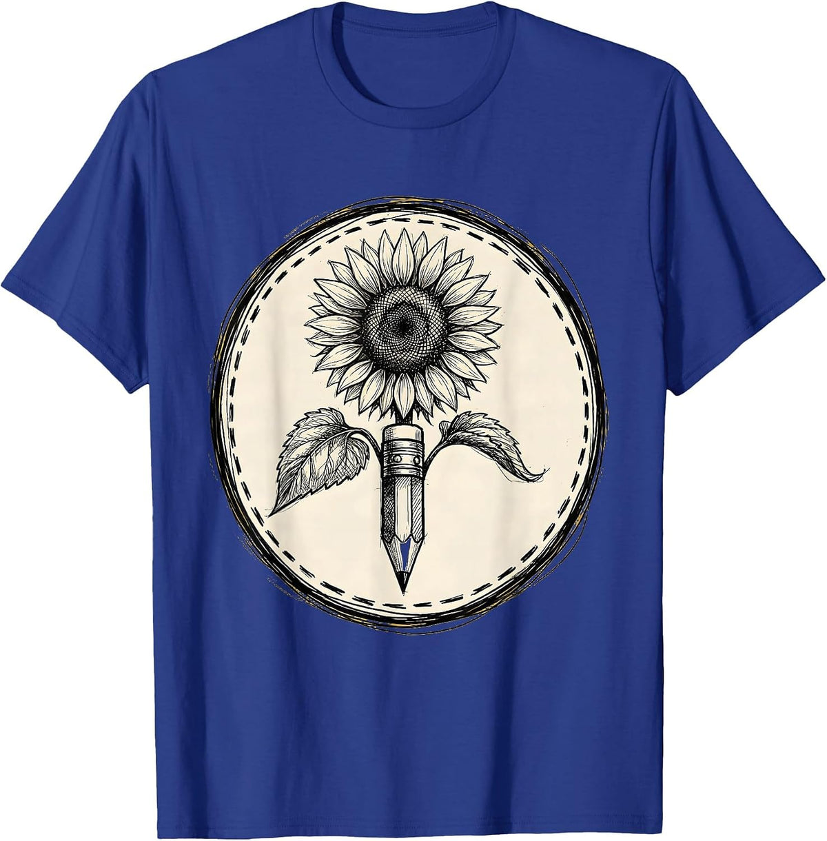 Special Education Teacher Sunflower Pencil Art T-Shirt - Royal Blue