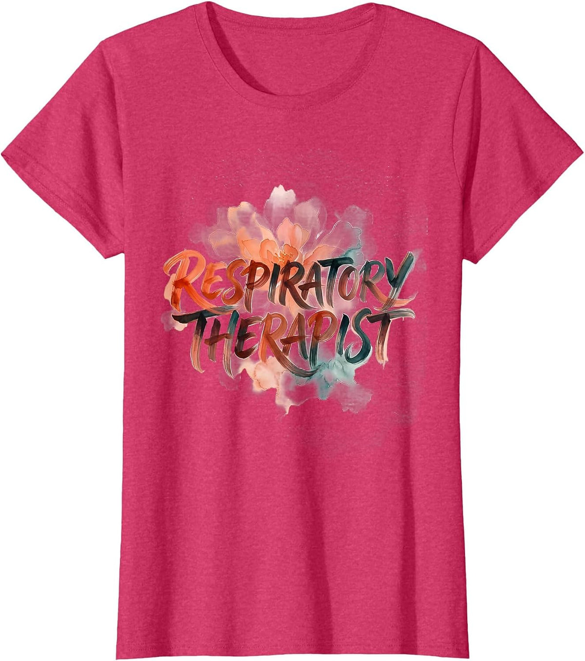 Women's Respiratory Therapist Watercolor Healthcare Appreciation T-Shirt - Red Heather