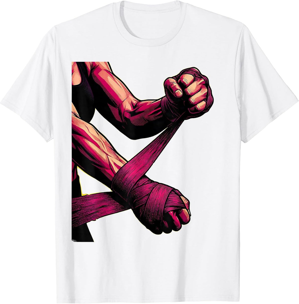 Men's Boxer Hand Wrapping Fighter Illustration T-Shirt - White