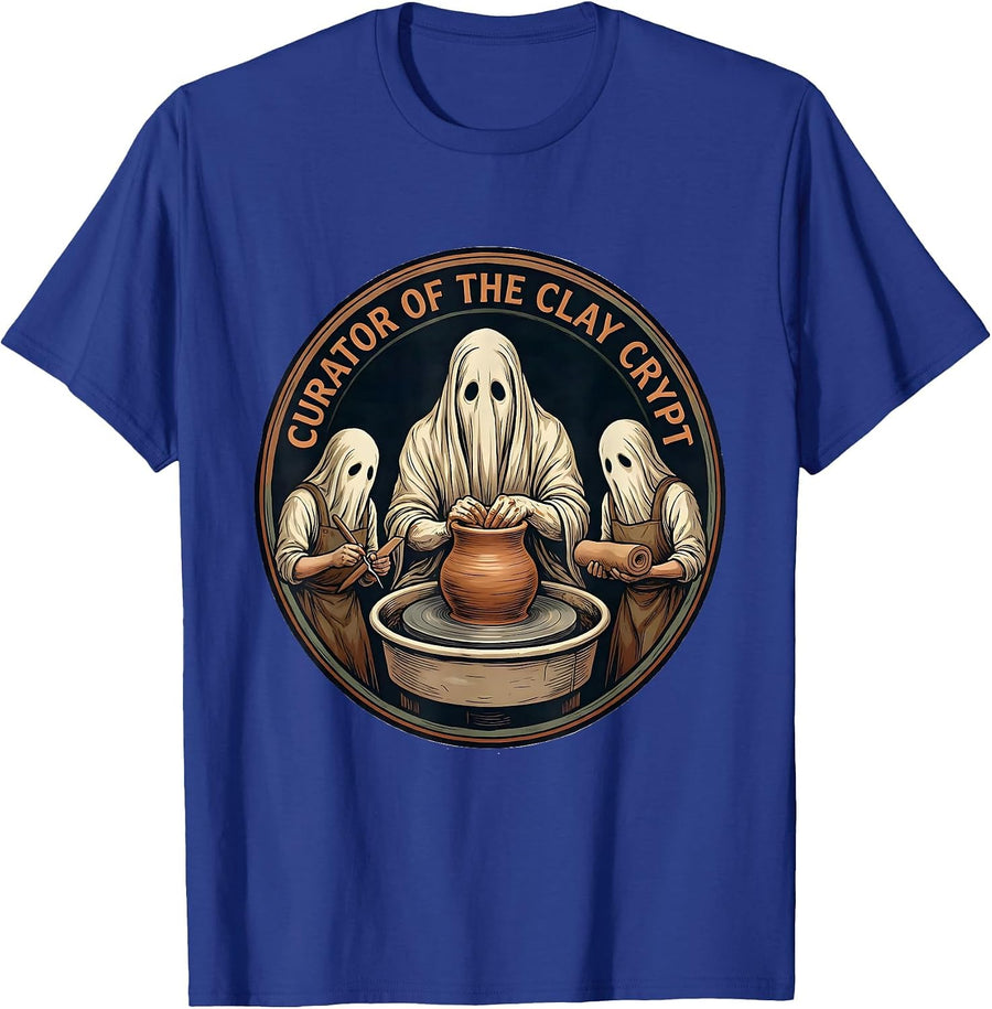 Curator of the Clay Crypt Whimsical Art Teacher Halloween T-Shirt - Royal Blue