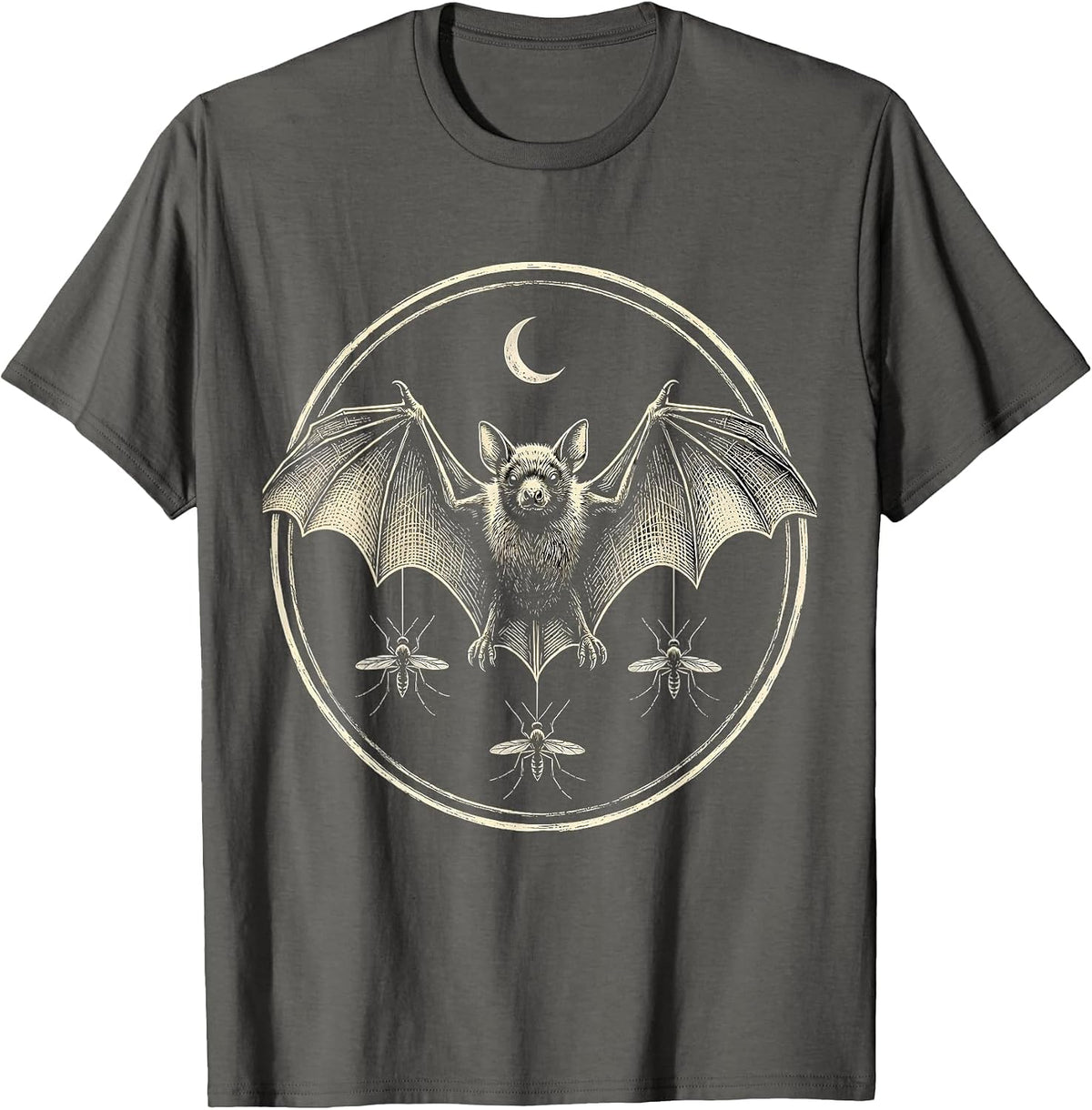Bat Mosquito Insectivorous Wildlife Conservation Halloween T-Shirt - Asphalt Grey