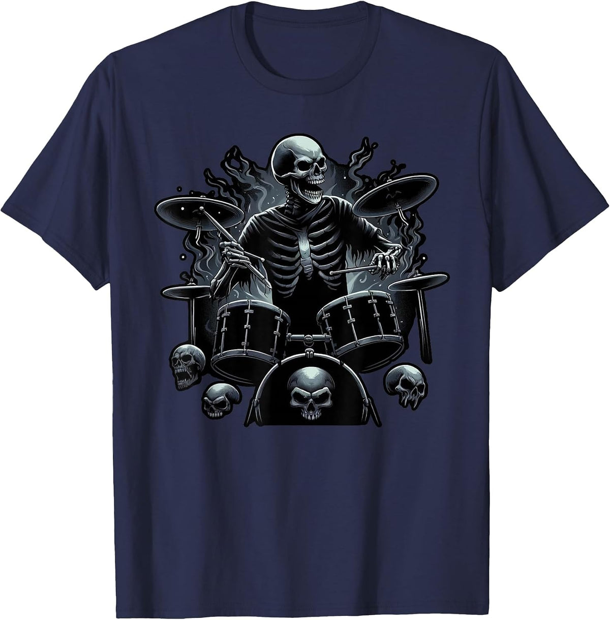 Playing Drums Skeleton Lover for Drummers T-Shirt - Navy Blue