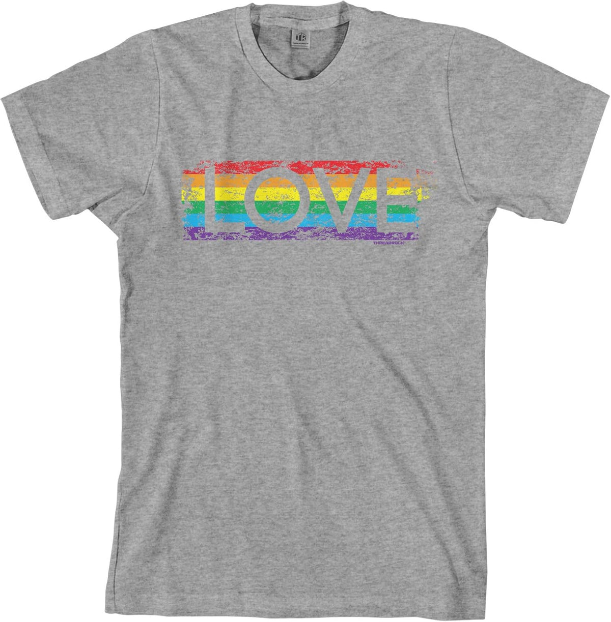 Threadrock Men's Gay Pride Rainbow Love T-Shirt - Sport Gray