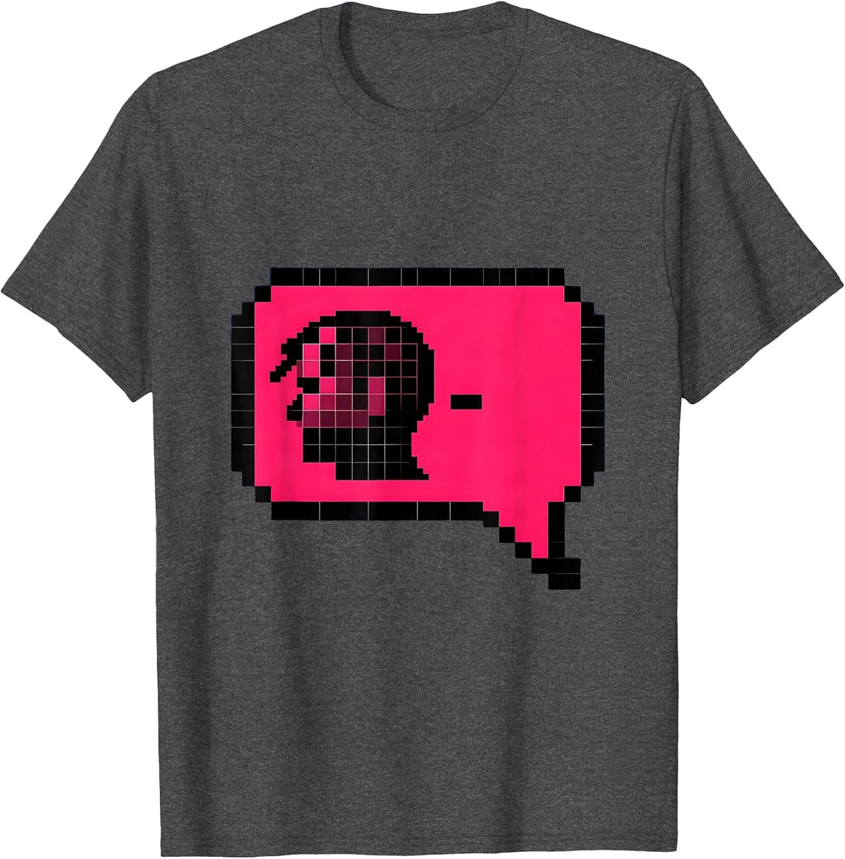 Men's Pixel Grid Chat Bubble Emo Nostalgia Scene Kid T-Shirt - Dark Heather Grey