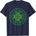 Irish Blessing Celtic Knot & 4-Leaf Clover Luck T-Shirt - Navy Blue