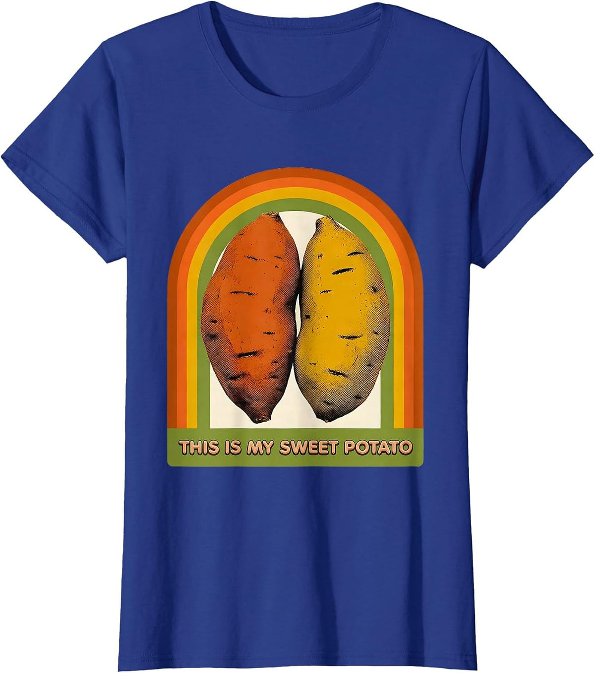 Women's This Is My Sweet Potato Retro 70s Couples Thanksgiving T-Shirt - Royal Blue