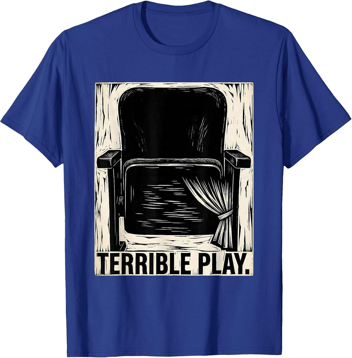 Men's Terrible Play Linocut Dark Historical Humor Abraham Lincoln T-Shirt - Royal Blue