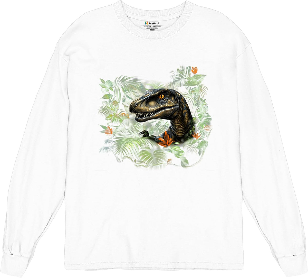 Velociraptor Jungle Men's T-Shirt Dinosaur Hunter Jurassic Period Raptor Reptile Dino Tropical Paleontology Men's Tee - 2