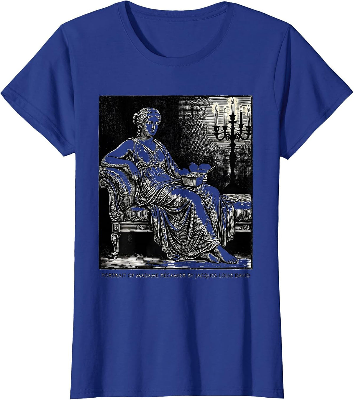 Women's PORTRAIT OF MADAME RÉCAMIER BY JACQUES-LOUIS DAVID Art T-Shirt - Royal Blue