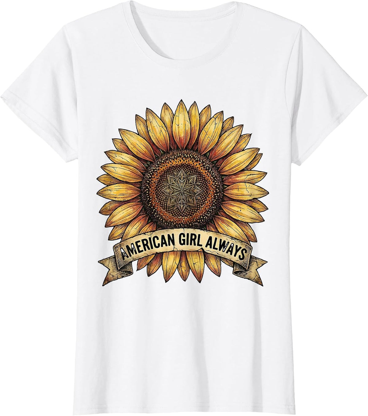 American Girl Always Patriotic Pride Design T-Shirt - White