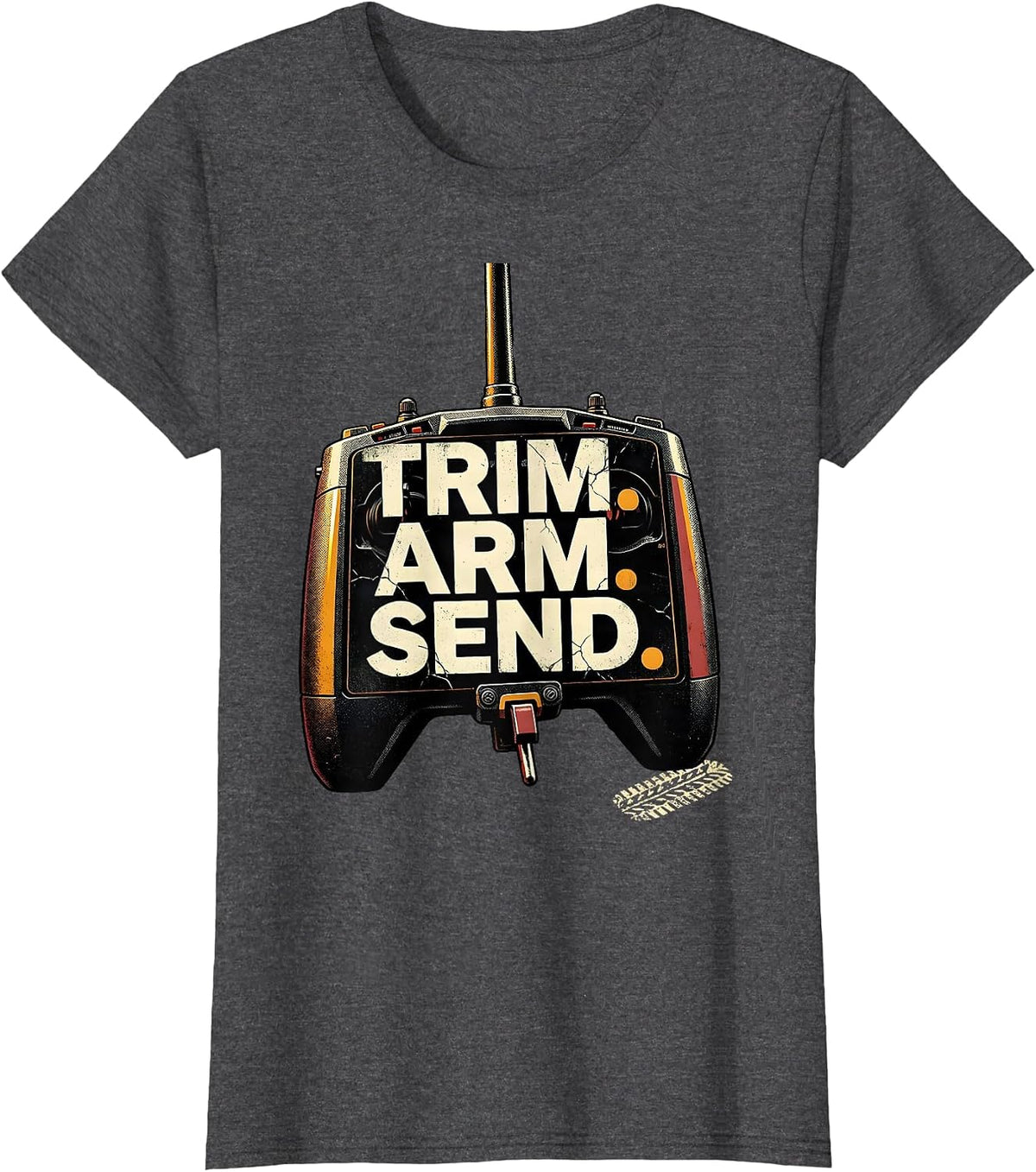 Women's Trim Arm Send Distressed Vintage RC Racing Drag Strip T-Shirt - Dark Heather Grey