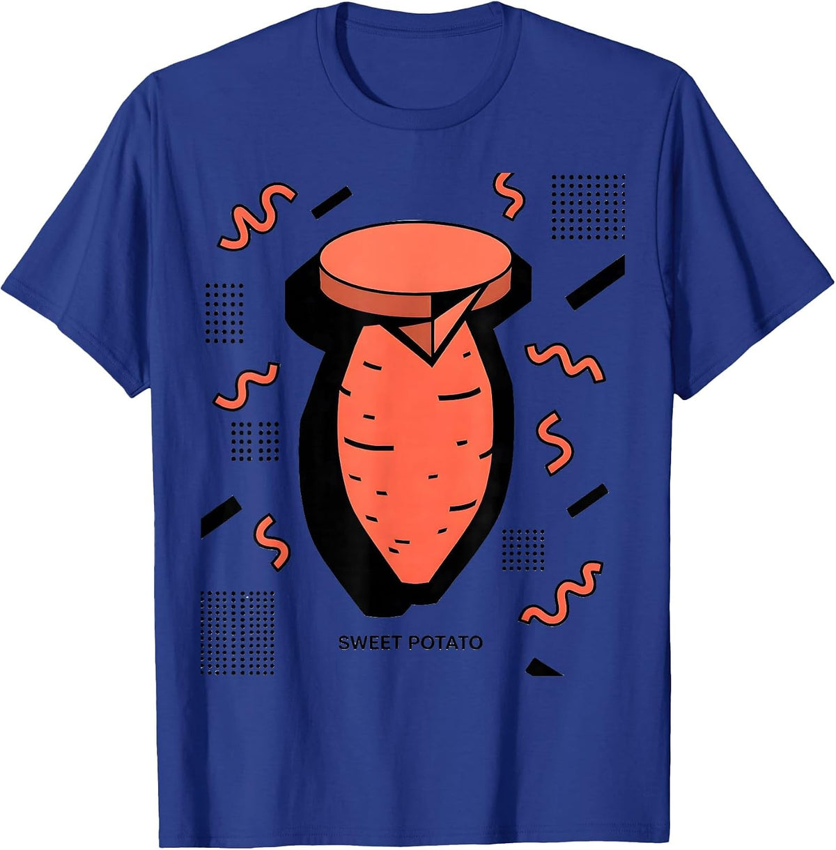 Sweet Potato Memphis Postmodern Funny Grouchy Potato Couple T-Shirt - Royal Blue