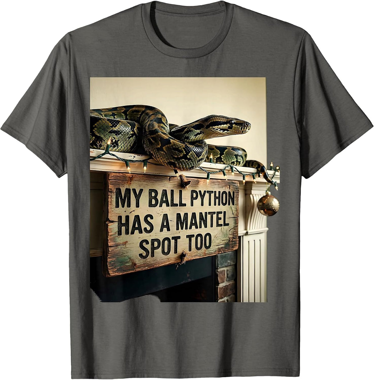 Men's My Ball Python Has A Mantel Spot Too Vintage Reptile Keeper T-Shirt - Asphalt Grey