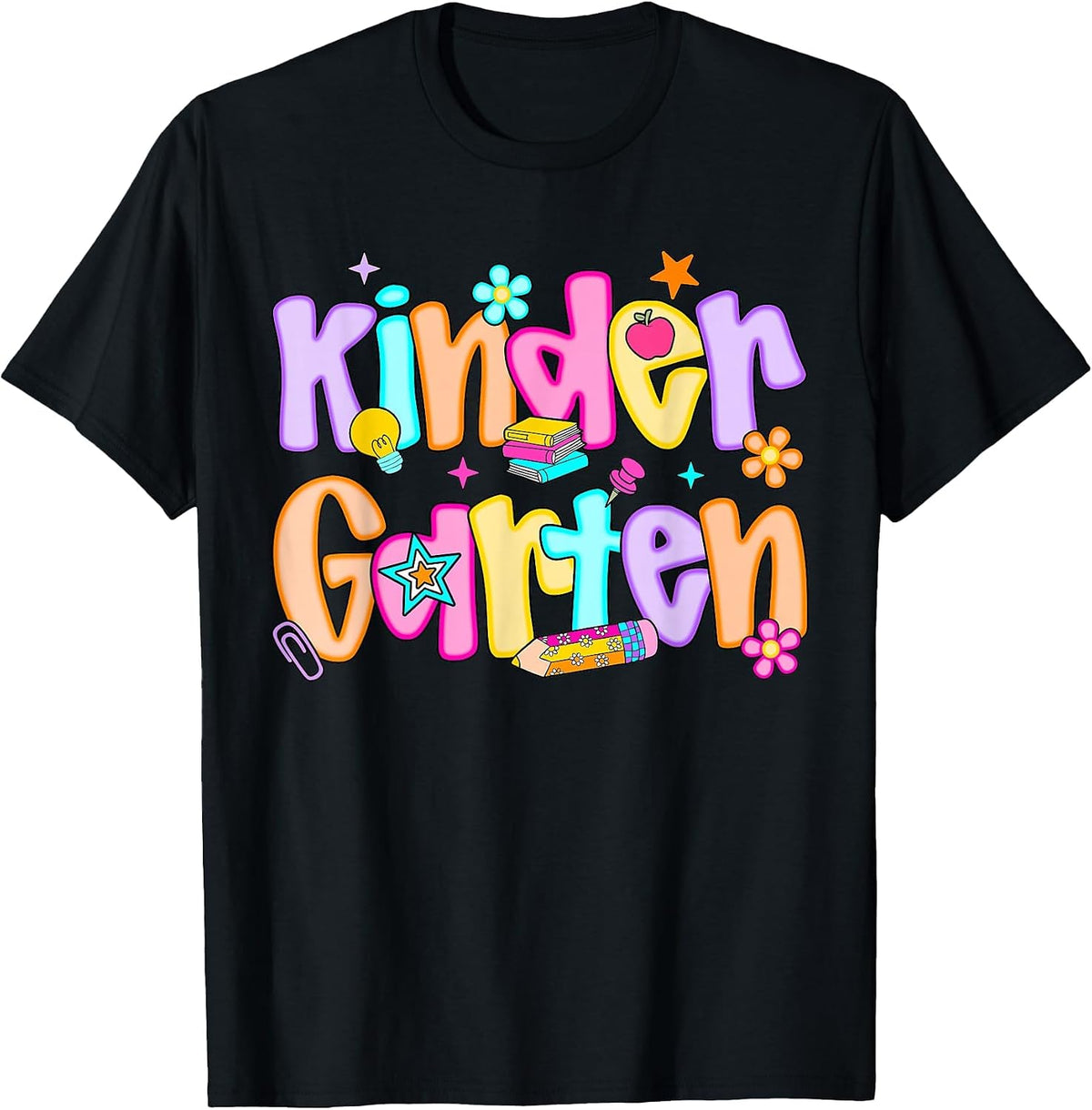 Preppy Kindergarten First Day of School Teachers Girls Boys T-Shirt - Black
